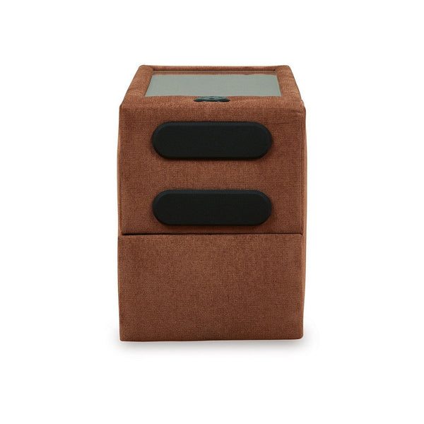 Benzara Meso Modular Console Side Table Audio System Spice Orange 37 Inch -BM332263