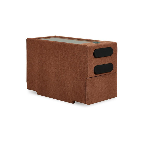 Benzara Meso Modular Console Side Table Audio System Spice Orange 37 Inch -BM332263