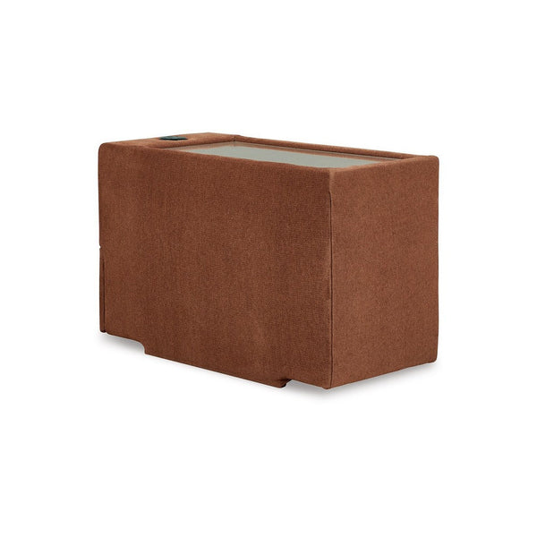 Benzara Meso Modular Console Side Table Audio System Spice Orange 37 Inch -BM332263