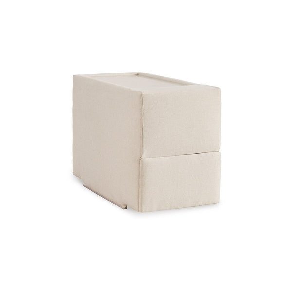 Benzara Meso Modular Console Side Table Storage Oyster Ivory Nuvella 37 Inch -BM332268