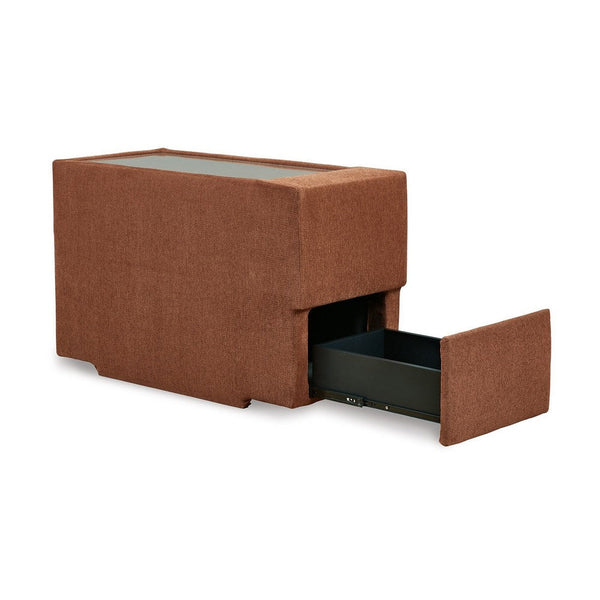 benzara Meso Modular Console Side Table with Storage Orange Nuvella 37 Inch -BM332264