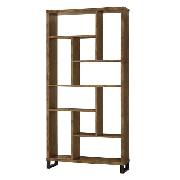 Benzara Metal And Wood Modern Style Bookcase With Multiple Shelves Brown - BM159134