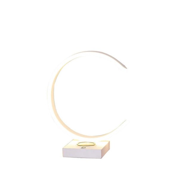 Benzara Metal C Shaped Table Lamp With USB Plugin White - BM233926