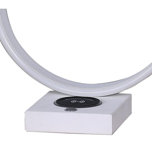 Benzara Metal C Shaped Table Lamp With USB Plugin White - BM233926