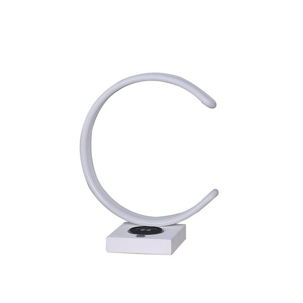 benzara Metal C Shaped Table Lamp with USB Plugin White - BM233926