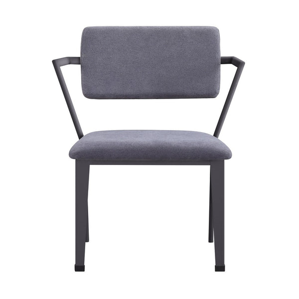 Benzara Metal Chair With Fabric Upholstered Seat And Back Gray - BM207438