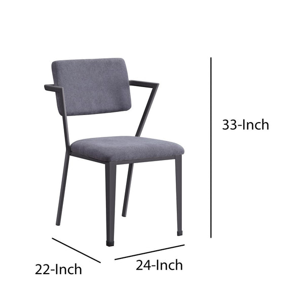Benzara Metal Chair With Fabric Upholstered Seat And Back Gray - BM207438
