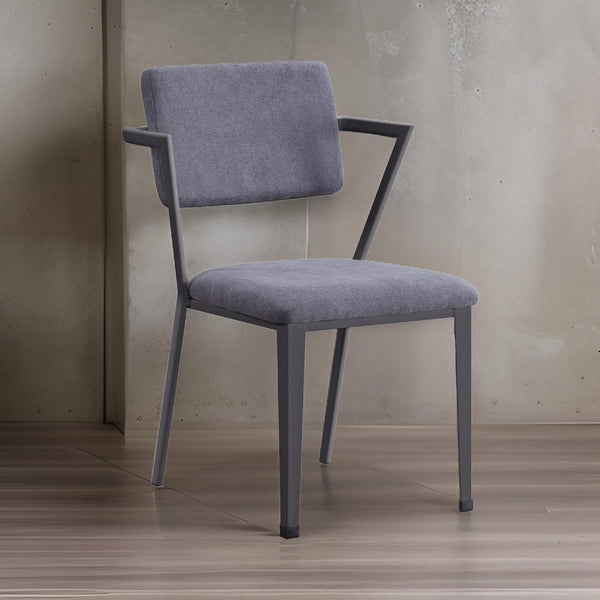 benzara Metal Chair with Fabric Upholstered Seat and Back Gray - BM207438