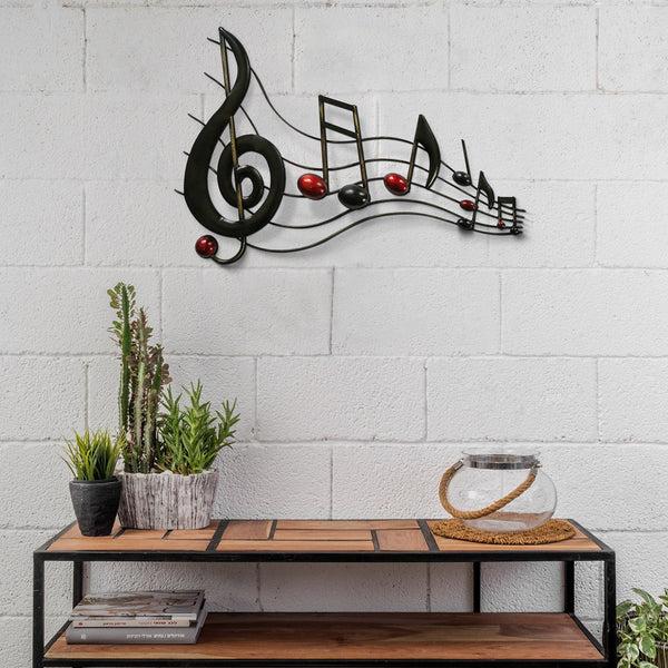 benzara Metal Musical Notes Wall Hanging Art Decor Black and Copper - BM05414