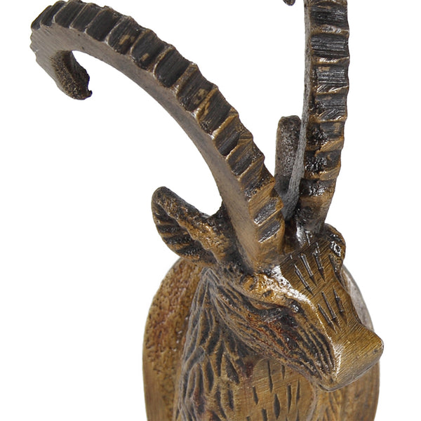 Benzara Metal Sheep Head Hangers With Crystal Ball At Base Set Of 2 Gold - BM202260