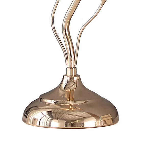 Benzara Metal Table Lamp With Floral Shade And Acrylic Crystals Gold - BM233924