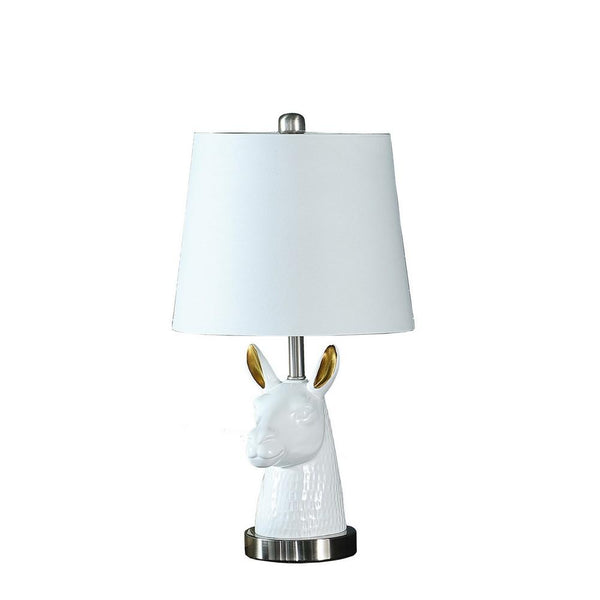 benzara Metal Table Lamp with Llama Animal Head White - BM233935