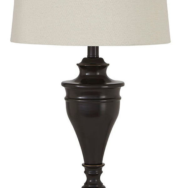 Benzara Metal Table Lamp With Turned Pedestal Base Set Of 2 Bronze - BM231406