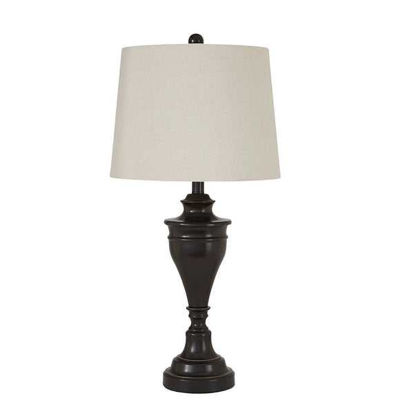 benzara Metal Table Lamp with Turned Pedestal Base Set of 2 Bronze - BM231406