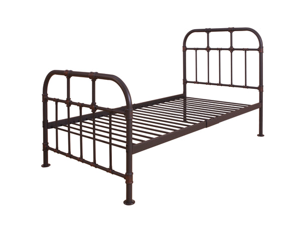 Benzara Metal Twin Bed With Pipe Design Structure Antique Bronze - BM196892