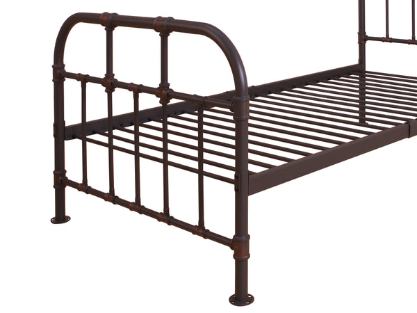 Benzara Metal Twin Bed With Pipe Design Structure Antique Bronze - BM196892