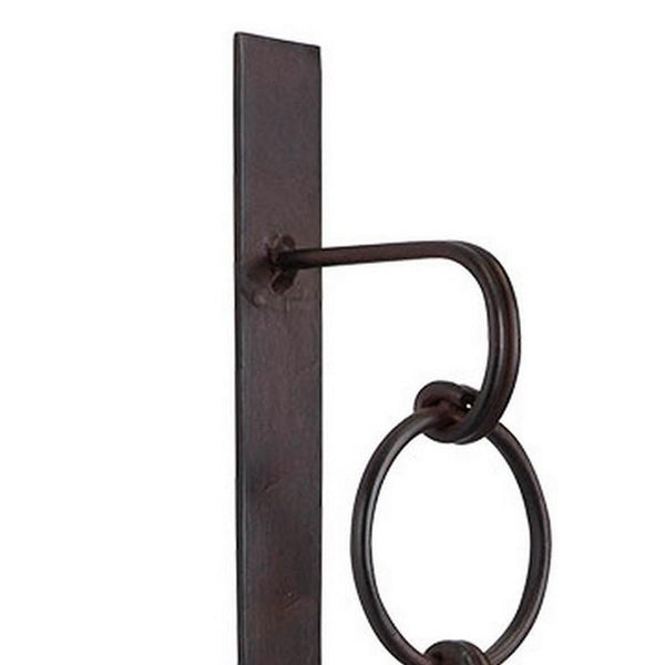 Benzara Metal Wall Sconce With Glass Hurricane And Chain Design Holder Black - BM232919