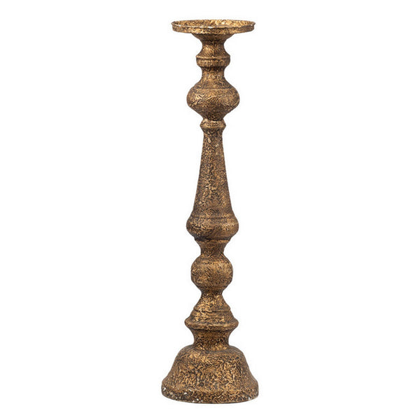 benzara Mia 24 Inch Pillar Candle Holder Antique Brass Metal Turned Pedestal - BM302560