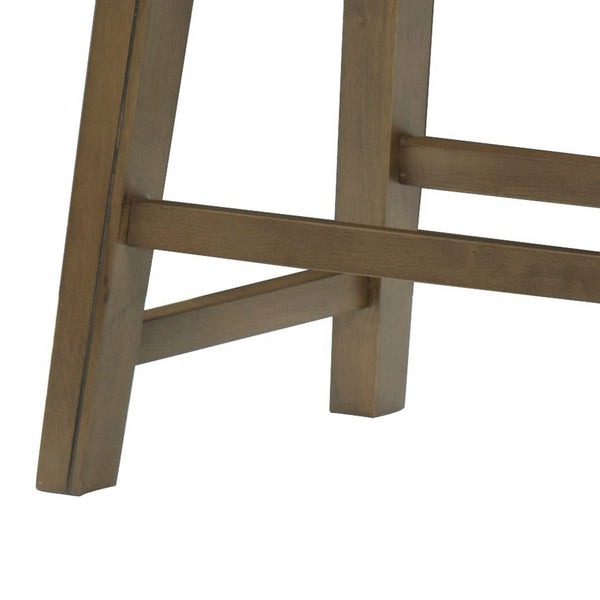 Benzara Miel 20 Inch Dining Stool Brown Faux Leather Brown Solid Wood Nailheads - BM314429