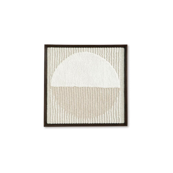 Benzara Miji Wall Art Decor Half Moon Circle Beige White Woven Detail 30 X 30 -BM328158