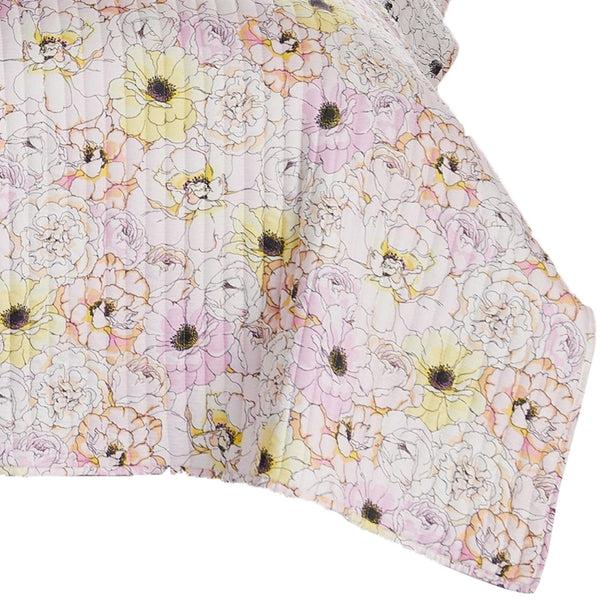 Benzara Milan 3 Piece Microfiber Blooming Flower Pattern Queen Quilt Set White And Pink - BM231048