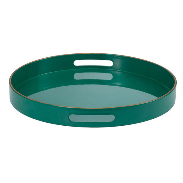 Benzara Mimosa Round Tray With Cutout Handles Green - BM145602
