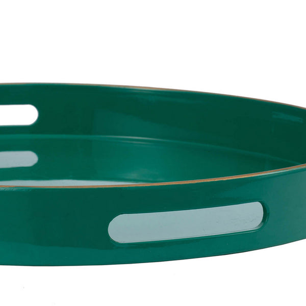 Benzara Mimosa Round Tray With Cutout Handles Green - BM145602