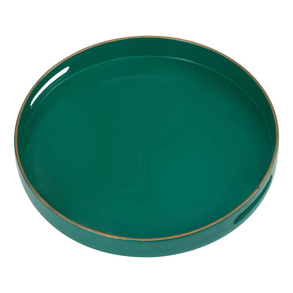 Benzara Mimosa Round Tray With Cutout Handles Green - BM145602