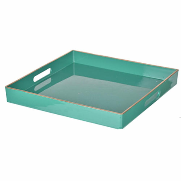Benzara Mimosa Square Tray With Cutout Handles Green - BM145601