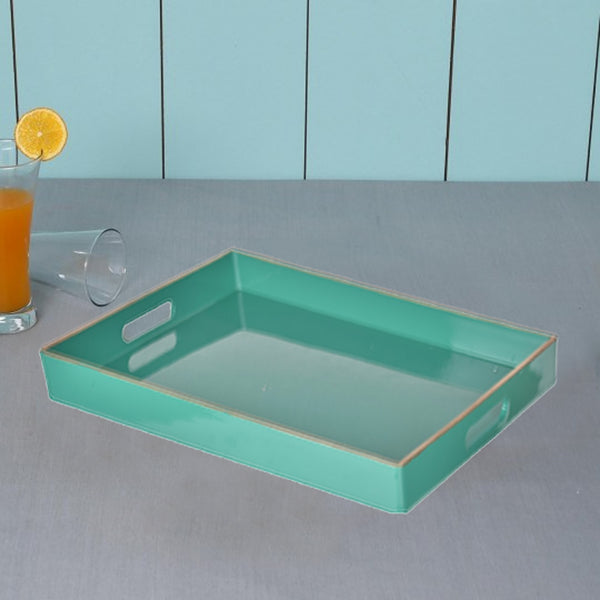 benzara Mimosa Square Tray With Cutout Handles Green - BM145601