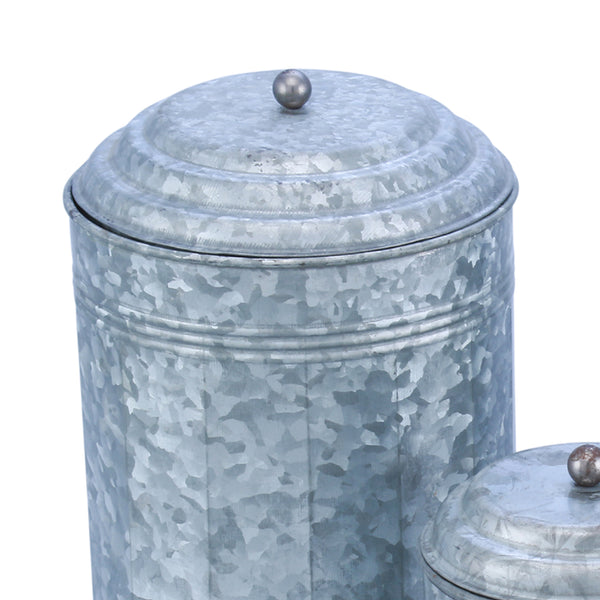 Benzara Miri Rustic Metal Galvanized Canisters Set Of 3 Benzara - BM120150