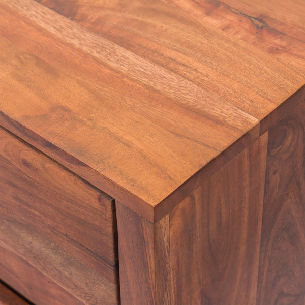 Benzara Modern Acacia Wood Dresser Or Display Unit With Metal Base Walnut Brown And Black - UPT-182996