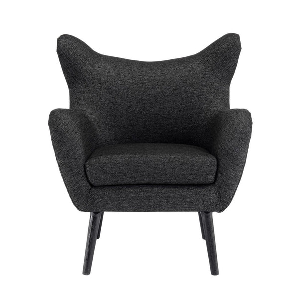 Benzara Modern Armchair Wingback Design Splayed Legs Black Oak Wood -BM335705