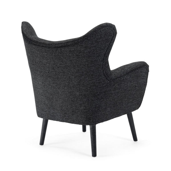 Benzara Modern Armchair Wingback Design Splayed Legs Black Oak Wood -BM335705