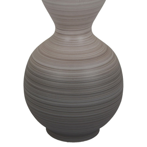 Benzara Modern Flower Vase Double Bulb Ombre Textured Gray Ceramic 17 Inch -BM330975