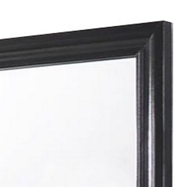 Benzara Molded Wooden Frame Dresser Top Mirror Black And Silver - BM215193
