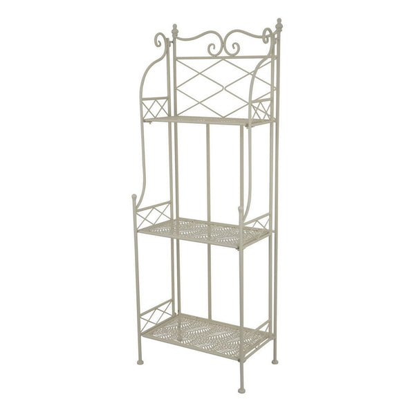 Benzara Monty Plant Stand Shelves 3 Tier Classic Scrolled White Metal 44 Inch -BM330116