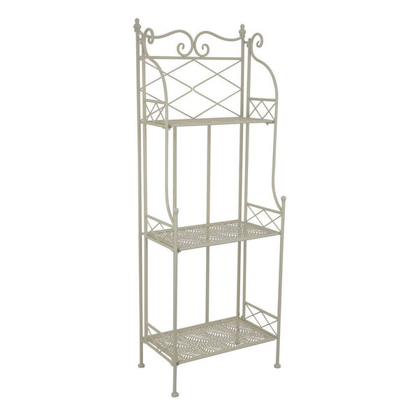 benzara Monty Plant Stand Shelves 3 Tier Classic Scrolled White Metal 44 Inch -BM330116