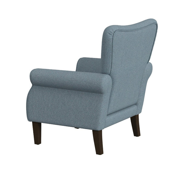 Benzara Mowo Accent Armchair Classic Button Tufted Back Blue Woven Fabric -BM334113