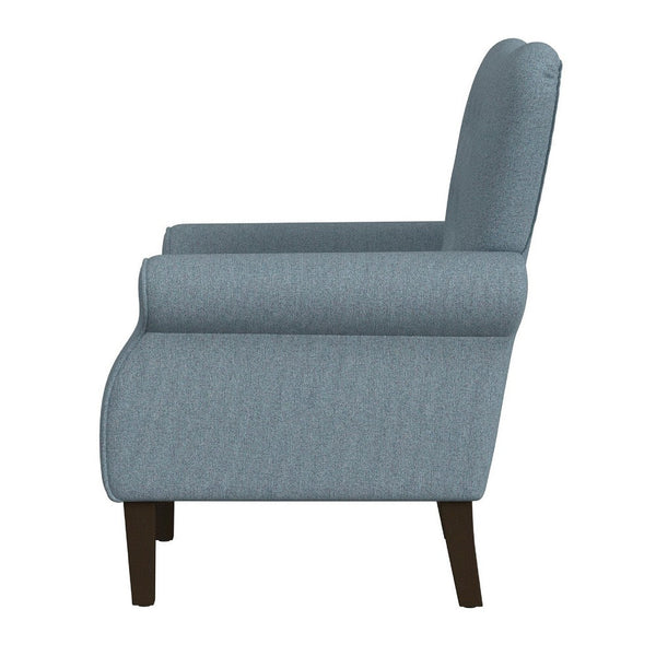 Benzara Mowo Accent Armchair Classic Button Tufted Back Blue Woven Fabric -BM334113