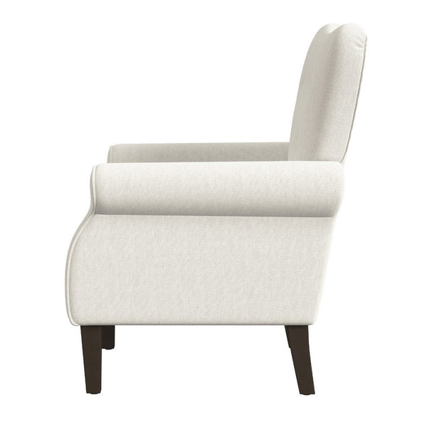 Benzara Mowo Accent Armchair Classic Button Tufted Back White Woven Fabric -BM334112