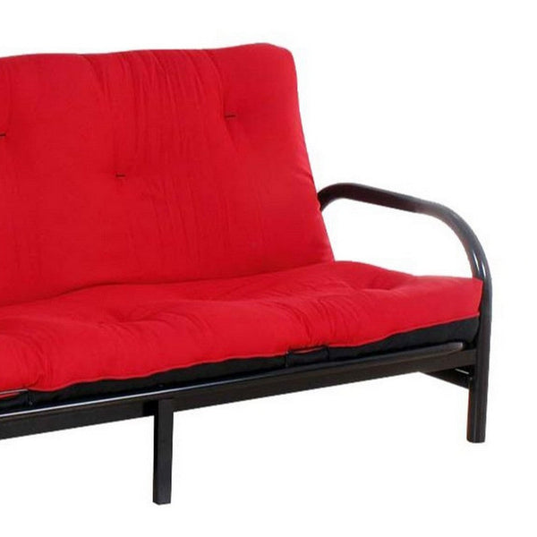 Benzara Nab Full Size Futon Mattress Tufted Poplin Fabric Red Black - BM276297