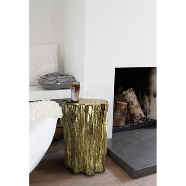 benzara Nature Inspired Tree Trunk Metal Stool Gold - BM154156