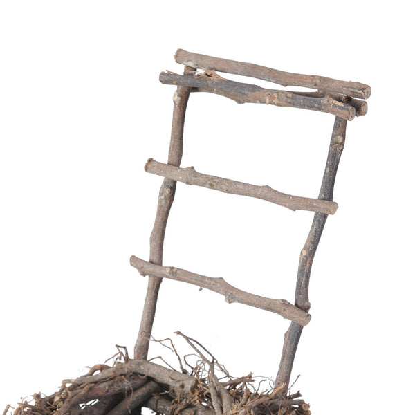 Benzara Nature Inspired Wooden Nest Planter With Clay Pot Gray And Brown - BM200899