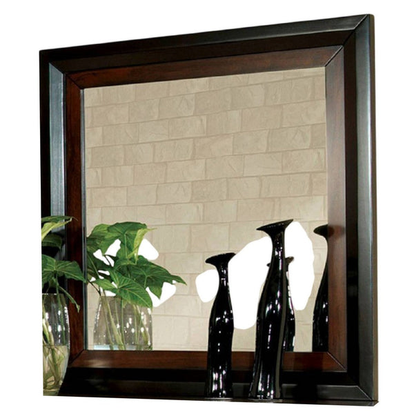 Benzara Nera Dresser Mirror 38 Inch Dark Walnut Brown And Black Solid Wood -BM332568