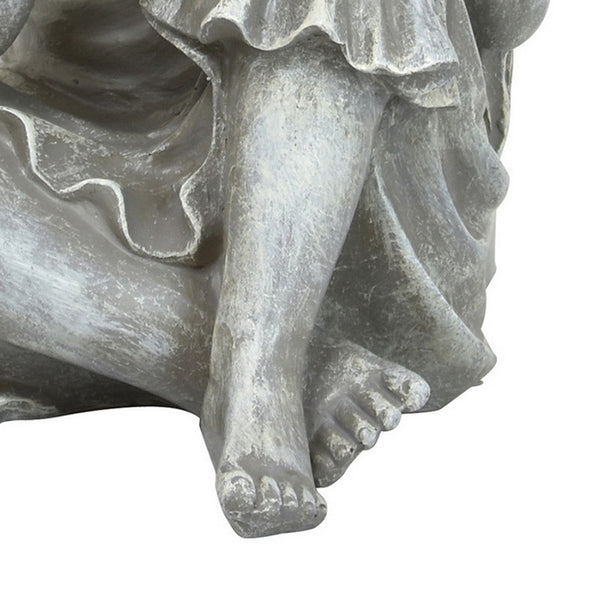 Benzara Nizy Fairy Angel Statue Figurine Outdoor Garden 21 Inch Gray Resin -BM324642