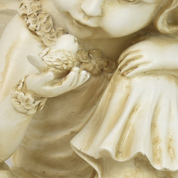 Benzara Nizy Fairy Angel Statue Figurine Outdoor Garden 21 Inch White Resin -BM324641