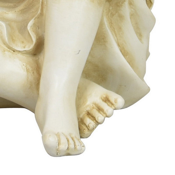 Benzara Nizy Fairy Angel Statue Figurine Outdoor Garden 21 Inch White Resin -BM324641