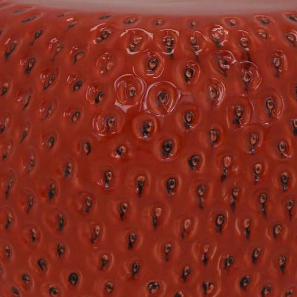 Benzara Oriha 18 Inch Plant Stand Garden Stool Strawberry Dotted Red Ceramic - BM312663