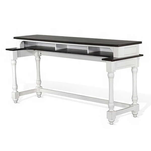 Benzara Orso Console Table 76 Inch Rectangular Brown Top White Mahogany -BM324910